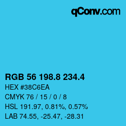 カラーコード: RGB 56 198.8 234.4 | qconv.com