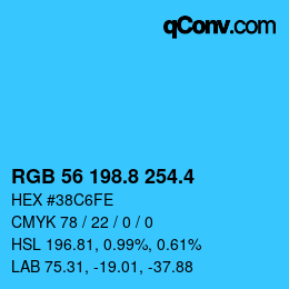 カラーコード: RGB 56 198.8 254.4 | qconv.com