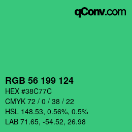 颜色代码: RGB 56 199 124 | qconv.com