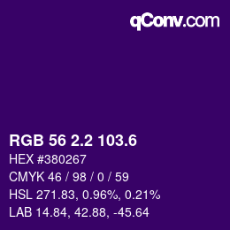 カラーコード: RGB 56 2.2 103.6 | qconv.com