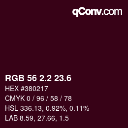 カラーコード: RGB 56 2.2 23.6 | qconv.com