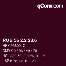 カラーコード: RGB 56 2.2 28.6 | qconv.com