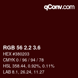 カラーコード: RGB 56 2.2 3.6 | qconv.com