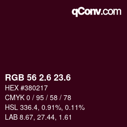 カラーコード: RGB 56 2.6 23.6 | qconv.com