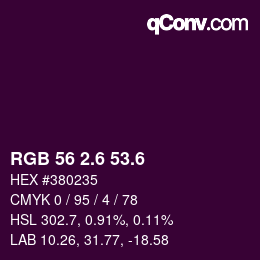 カラーコード: RGB 56 2.6 53.6 | qconv.com