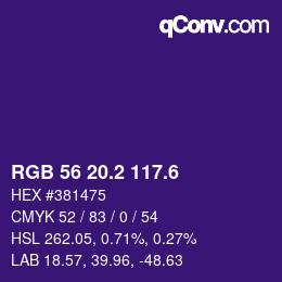 カラーコード: RGB 56 20.2 117.6 | qconv.com