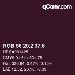 カラーコード: RGB 56 20.2 37.6 | qconv.com