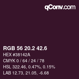 カラーコード: RGB 56 20.2 42.6 | qconv.com