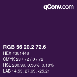 カラーコード: RGB 56 20.2 72.6 | qconv.com