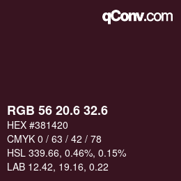 カラーコード: RGB 56 20.6 32.6 | qconv.com