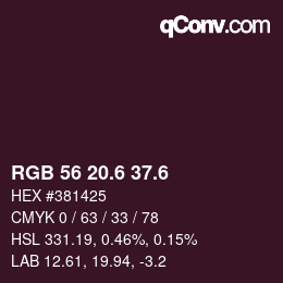 カラーコード: RGB 56 20.6 37.6 | qconv.com