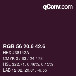 カラーコード: RGB 56 20.6 42.6 | qconv.com