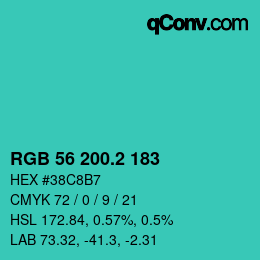 カラーコード: RGB 56 200.2 183 | qconv.com