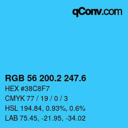 カラーコード: RGB 56 200.2 247.6 | qconv.com