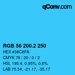 カラーコード: RGB 56 200.2 250 | qconv.com