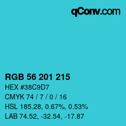 Color code: RGB 56 201 215 | qconv.com