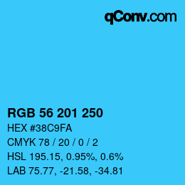 Color code: RGB 56 201 250 | qconv.com