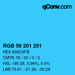 颜色代码: RGB 56 201 251 | qconv.com