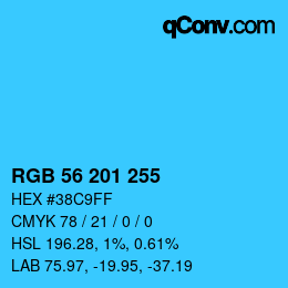 Color code: RGB 56 201 255 | qconv.com