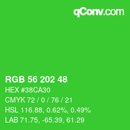 颜色代码: RGB 56 202 48 | qconv.com
