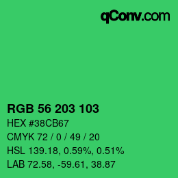 Color code: RGB 56 203 103 | qconv.com