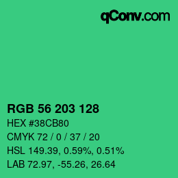 カラーコード: RGB 56 203 128 | qconv.com
