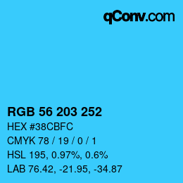 Color code: RGB 56 203 252 | qconv.com