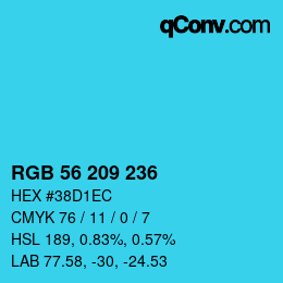 Color code: RGB 56 209 236 | qconv.com