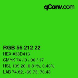 カラーコード: RGB 56 212 22 | qconv.com