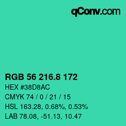 カラーコード: RGB 56 216.8 172 | qconv.com