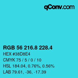 カラーコード: RGB 56 216.8 228.4 | qconv.com