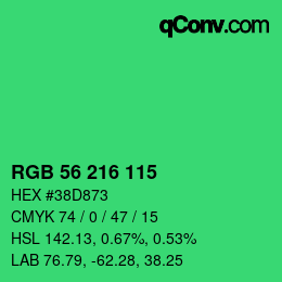 Color code: RGB 56 216 115 | qconv.com