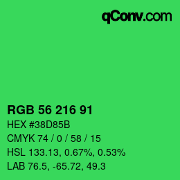 Color code: RGB 56 216 91 | qconv.com