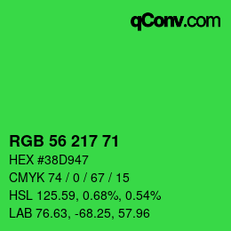 Color code: RGB 56 217 71 | qconv.com