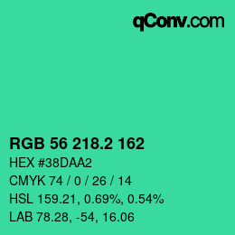 カラーコード: RGB 56 218.2 162 | qconv.com