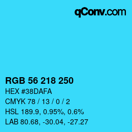颜色代码: RGB 56 218 250 | qconv.com