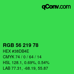 Color code: RGB 56 219 78 | qconv.com