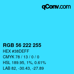 Code couleur: RGB 56 222 255 | qconv.com
