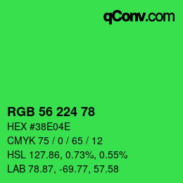 Color code: RGB 56 224 78 | qconv.com