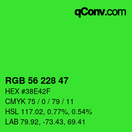 Color code: RGB 56 228 47 | qconv.com