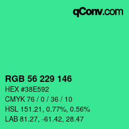 Color code: RGB 56 229 146 | qconv.com