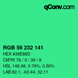 Color code: RGB 56 232 141 | qconv.com