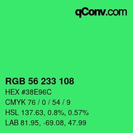 カラーコード: RGB 56 233 108 | qconv.com