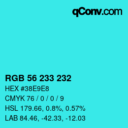 Color code: RGB 56 233 232 | qconv.com