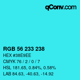 Color code: RGB 56 233 238 | qconv.com