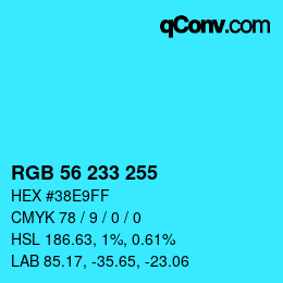 Código de color: RGB 56 233 255 | qconv.com
