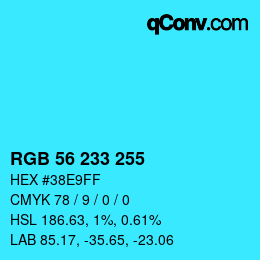 Código de color: RGB 56 233 255 | qconv.com