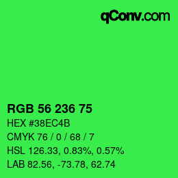 Color code: RGB 56 236 75 | qconv.com