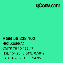 Color code: RGB 56 238 162 | qconv.com