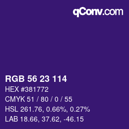 Color code: RGB 56 23 114 | qconv.com